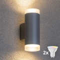 Brilagi - LED RGBW s mogućnošću prigušivanja vanjska zidna svjetiljka MATERA 2xGU10/4,8W/230V 3000K IP54 siva + daljinski upravljač