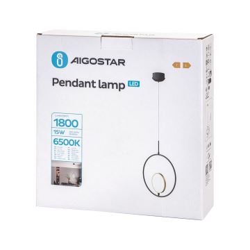 Aigostar - LED Luster na sajli LED/15W/230V 2700K crna/zlatna
