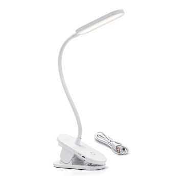 Aigostar - LED Prigušiva punjiva stolna lampa s kopčom LED/2,5W/5V 1200mAh bijela