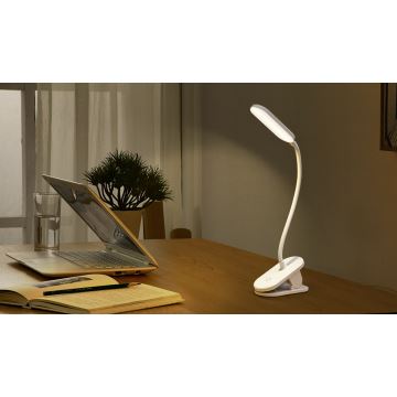 Aigostar - LED Prigušiva punjiva stolna lampa s kopčom LED/2,5W/5V 1200mAh bijela