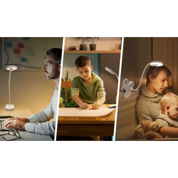 Aigostar - LED Prigušiva punjiva stolna lampa s kopčom LED/2,5W/5V 1200mAh bijela