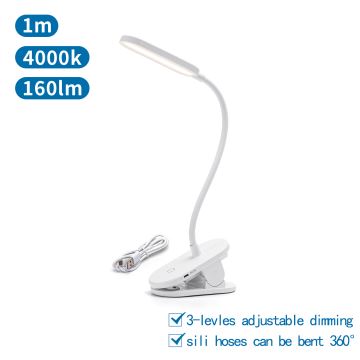 Aigostar - LED Prigušiva punjiva stolna lampa s kopčom LED/2,5W/5V 1200mAh bijela