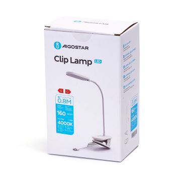 Aigostar - LED Prigušiva stolna lampa s kopčom LED/2,5W/5V bijela