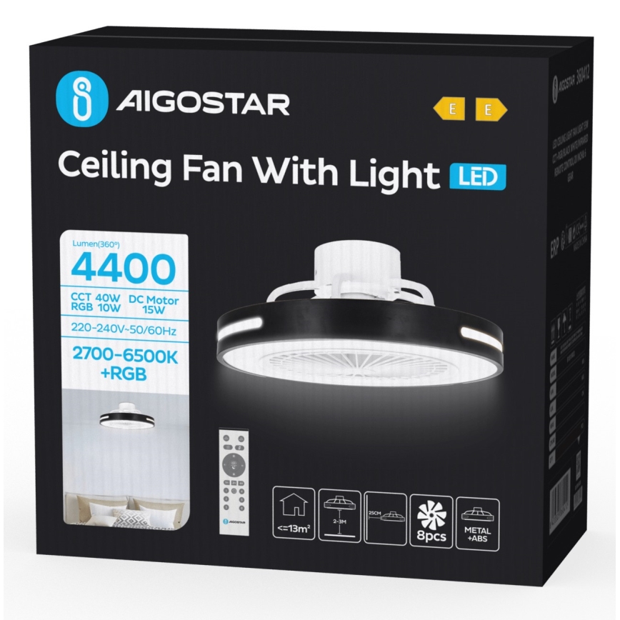 Aigostar - LED RGB Prigušivi stropni ventilator LED/40W/230V 2700-6500K + daljinski upravljač