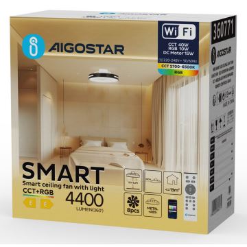 Aigostar - LED RGBW Prigušivi stropni ventilator LED/40W/230V 2700-6500K Wi-Fi + daljinski upravljač