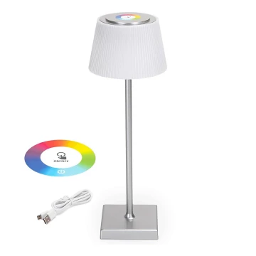 Aigostar - LED RGBW Vanjska prigušiva punjiva stolna lampa LED/4W/5V 3600mAh bijela/krom IP54