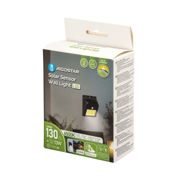 Aigostar - LED Solarna zidna svjetiljka sa senzorom LED/13W/5,5V 6500K IP65