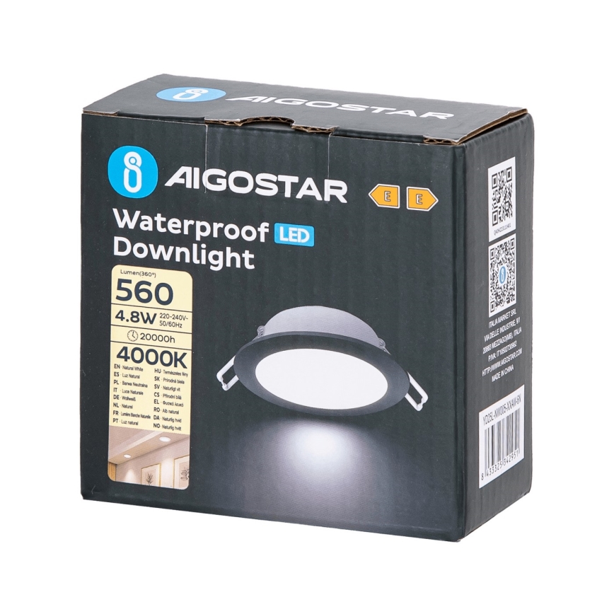 Aigostar - LED Ugradbena svjetiljka za kupaonicu LED/4,8W/230V 4000K crna IP65