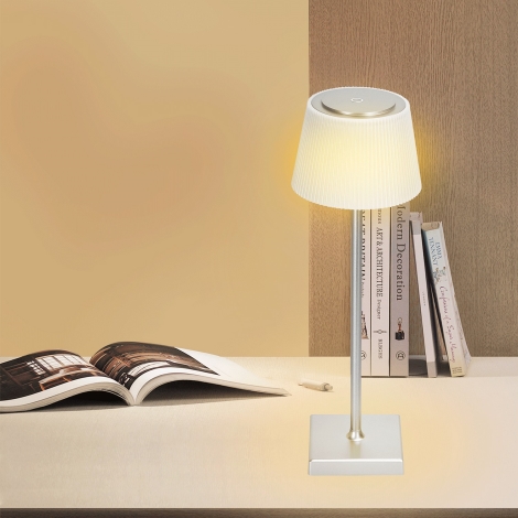Aigostar - LED Vanjska prigušiva punjiva stolna lampa LED/4W/5V 3600mAh bijela/krom IP54