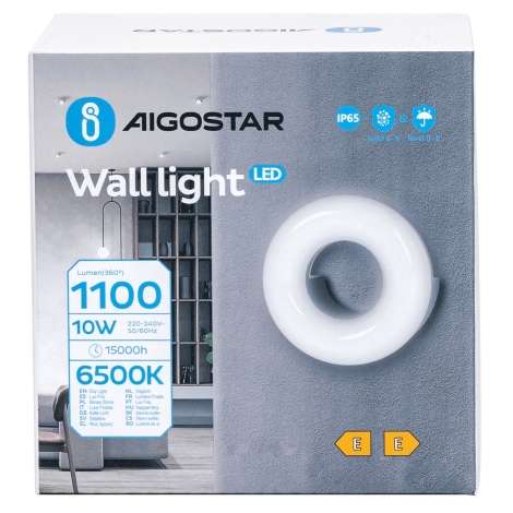 Aigostar - LED Vanjska zidna svjetiljka LED/10W/230V 6500K IP65 crna