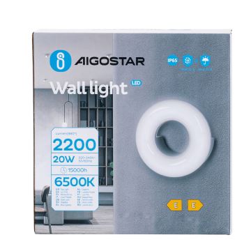 Aigostar - LED Vanjska zidna svjetiljka LED/20W/230V 6500K IP65 crna