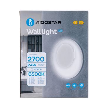 Aigostar - LED Vanjska zidna svjetiljka LED/24W/230V 6500K IP65 bijela
