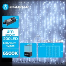 Aigostar - LED Vanjske božićne lampice 200xLED/8 funkcija 5x2m IP44 hladna bijela
