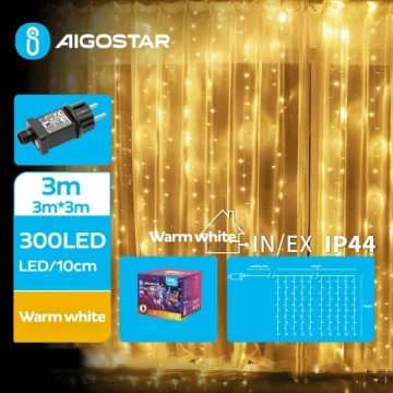 Aigostar - LED Vanjske božićne lampice 300xLED/8 funkcija 6x3m IP44 topla bijela