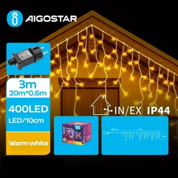 Aigostar - LED Vanjske božićne lampice 400xLED/8 funkcija 23x0,6m IP44 topla bijela