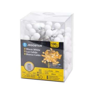 Aigostar - LED Vanjske božićne lampice 100xLED/3xAA/8 funkcija 10,3 m IP44 topla bijela