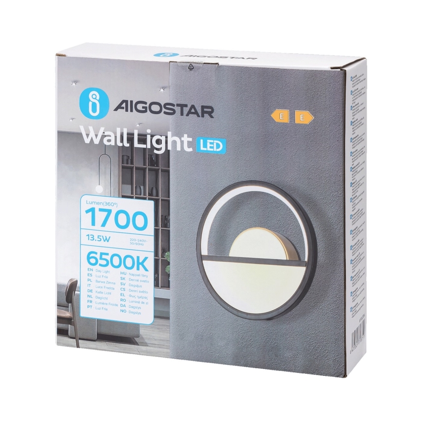 Aigostar - LED Zidna svjetiljka LED/13,5W/230V 6500K crna/zlatna