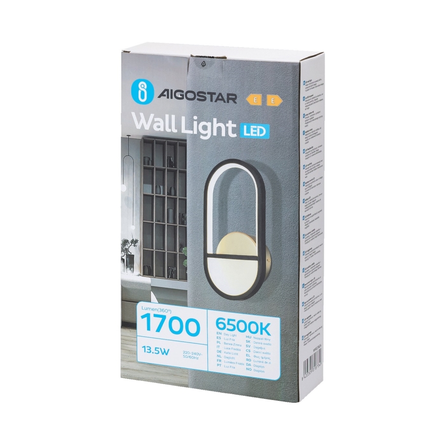 Aigostar - LED Zidna svjetiljka LED/13,5W/230V 6500K crna/zlatna