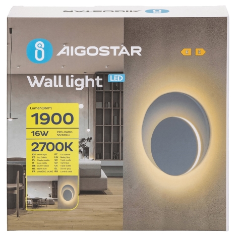Aigostar - LED Zidna svjetiljka LED/16W/230V 2700K bijela