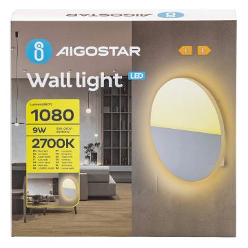 Aigostar - LED Zidna svjetiljka LED/9W/230V 2700K bijela