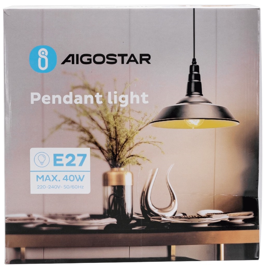 Aigostar - Luster na sajli 1xE27/60W/230V crna
