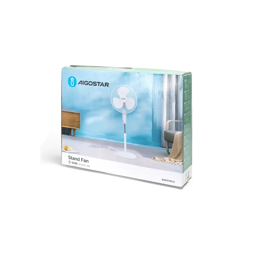 Aigostar - Podni ventilator 40W/230V bijela