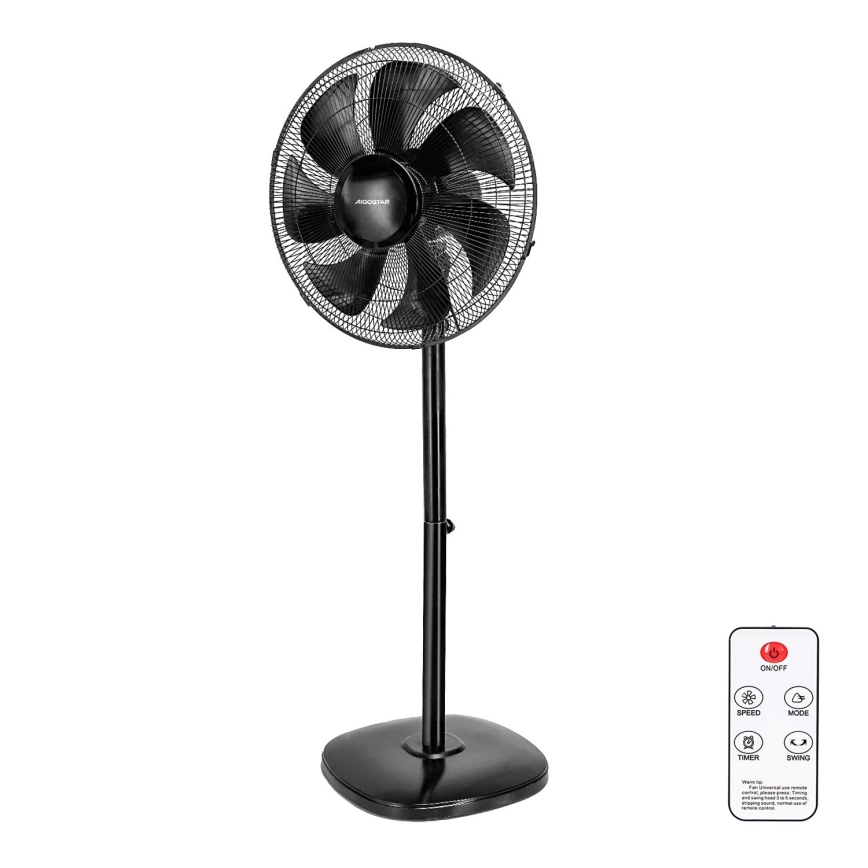 Aigostar - Podni ventilator 55W/230V crna + daljinski upravljač