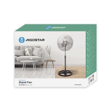 Aigostar - Podni ventilator 55W/230V krom/crna