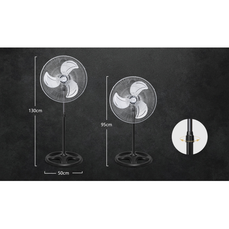 Aigostar - Podni ventilator 55W/230V krom/crna