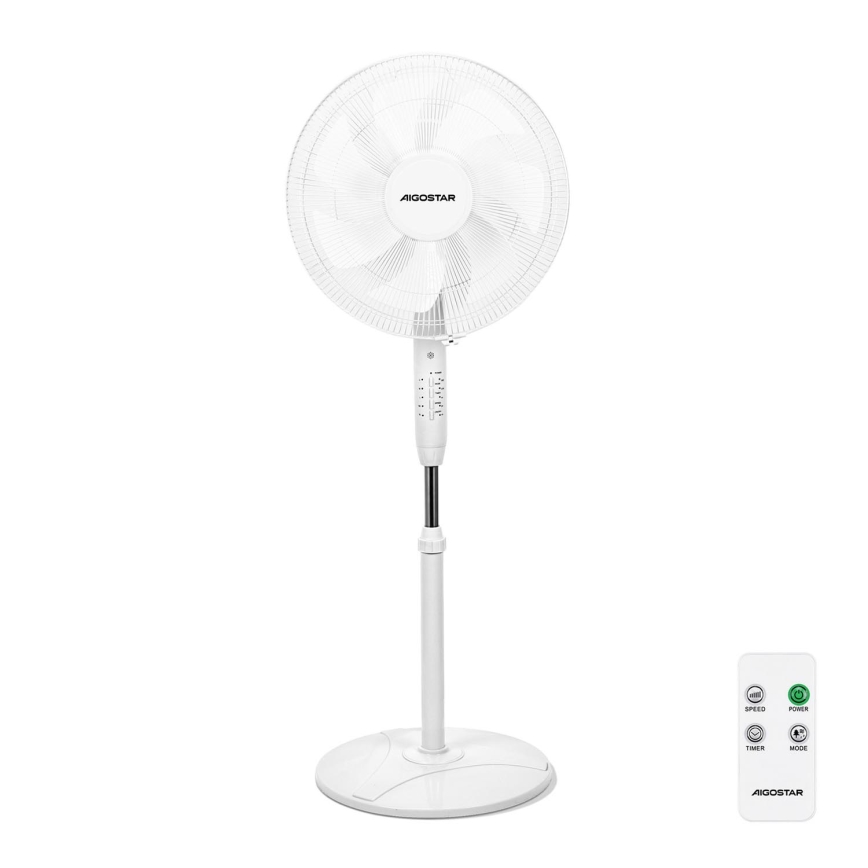 Aigostar - Podni ventilator 60W/230V bijela + daljinski upravljač