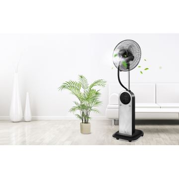 Aigostar - Podni ventilator s efektom maglice 95W/230V crna/siva + daljinski upravljač