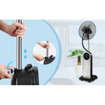 Aigostar - Podni ventilator s efektom maglice 95W/230V crna/siva + daljinski upravljač