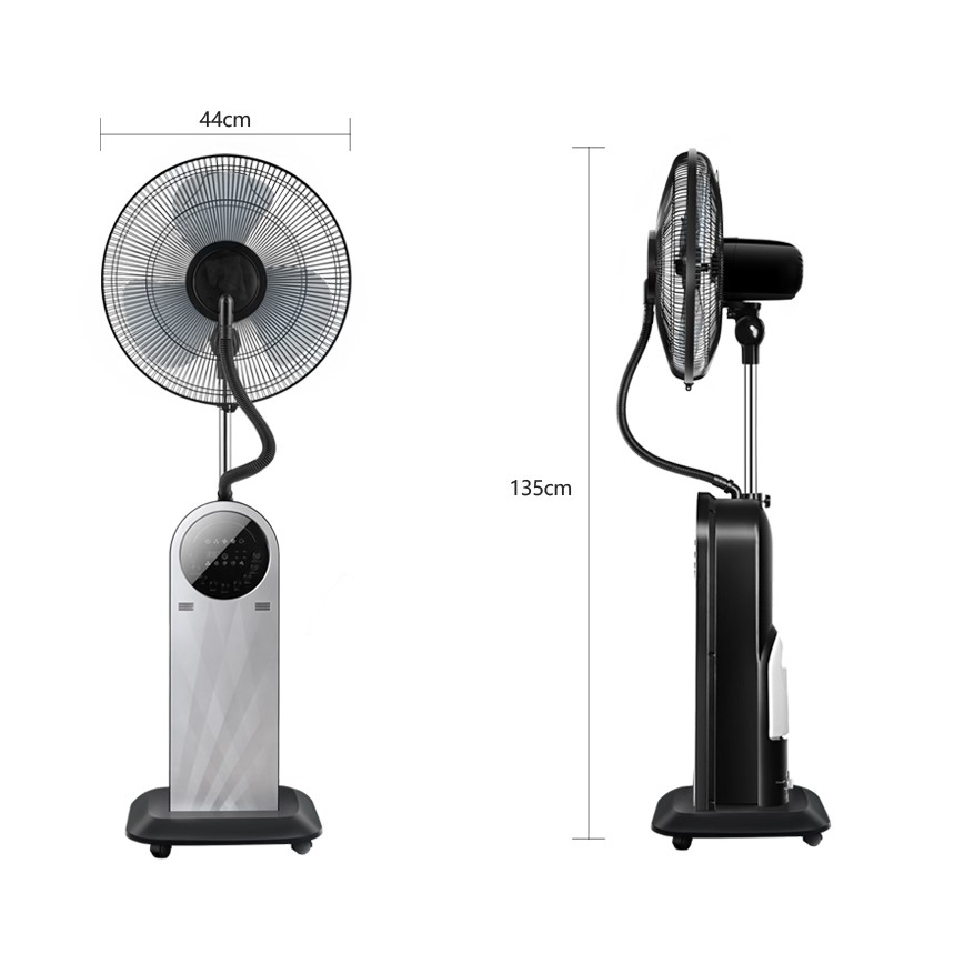 Aigostar - Podni ventilator s efektom maglice 95W/230V crna/siva + daljinski upravljač