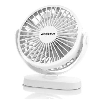 Aigostar - Punjivi stolni ventilator 4W/5V 1500mAh bijela