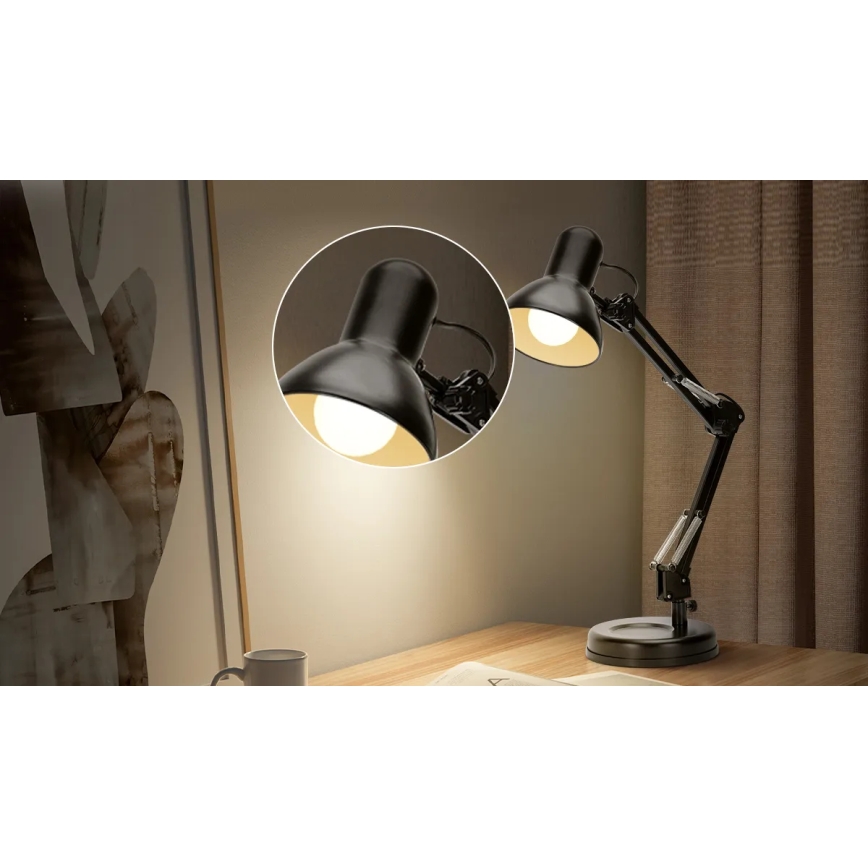 Aigostar - Stolna lampa 2u1 1xE27/40W/230V crna