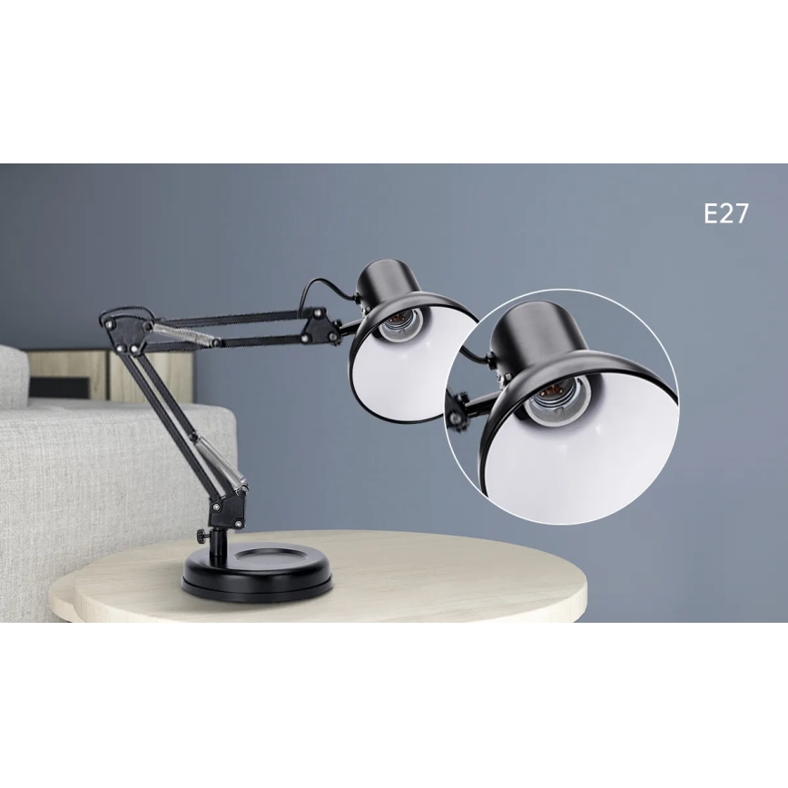 Aigostar - Stolna lampa 2u1 1xE27/40W/230V crna