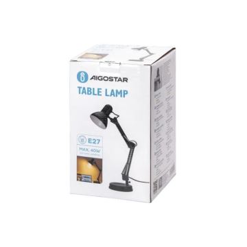 Aigostar - Stolna lampa 2u1 1xE27/40W/230V crna