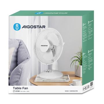 Aigostar - Stolni ventilator 20W/230V bijela