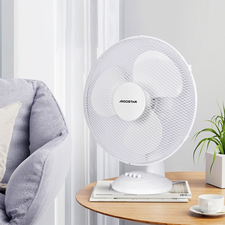 Aigostar - Stolni ventilator 40W/230V bijela