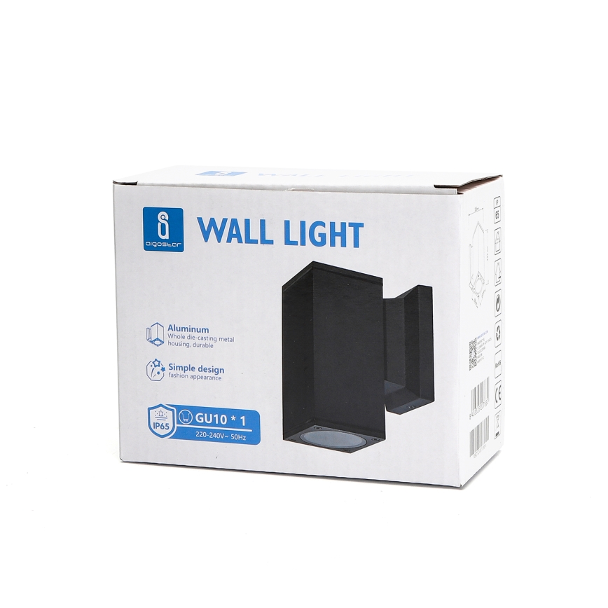 Aigostar - Vanjska zidna svjetiljka 1xGU10/230V crna IP65 uglast