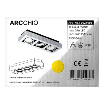 Arcchio - LED Stropna svjetiljka RONKA 3xGU10/11,5W/230V