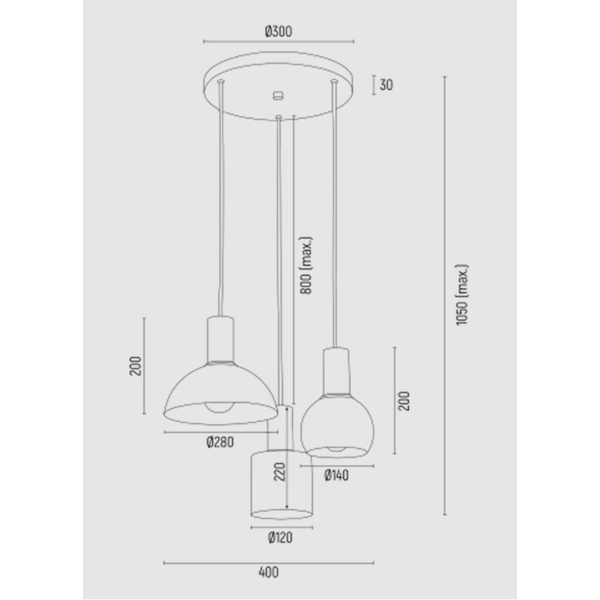 Argon 1470 - Luster na sajli SINES 3xE27/15W/230V zelena