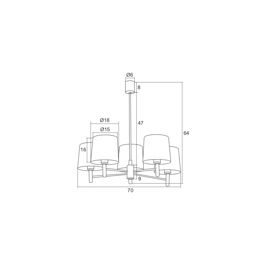 Argon 2076 - Viseći luster BOLZANO 5xE27/15W/230V siva