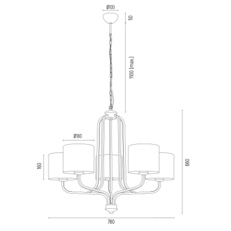 Argon 2172 - Luster na lancu MARANELLO 5xE27/15W/230V