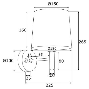 Argon 4349 - Zidna lampa PONTE 1xE27/15W/230V ružičasta/mesing