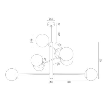 Argon 5041 - Viseći luster CAMERON 8xE27/15W/230V mesing/crna