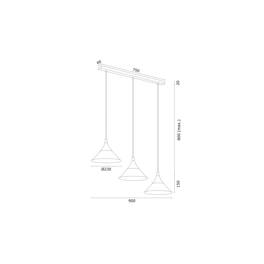 Argon 6140 - Luster na sajli MASSETO 3xE27/15W/230V crna/zlatna