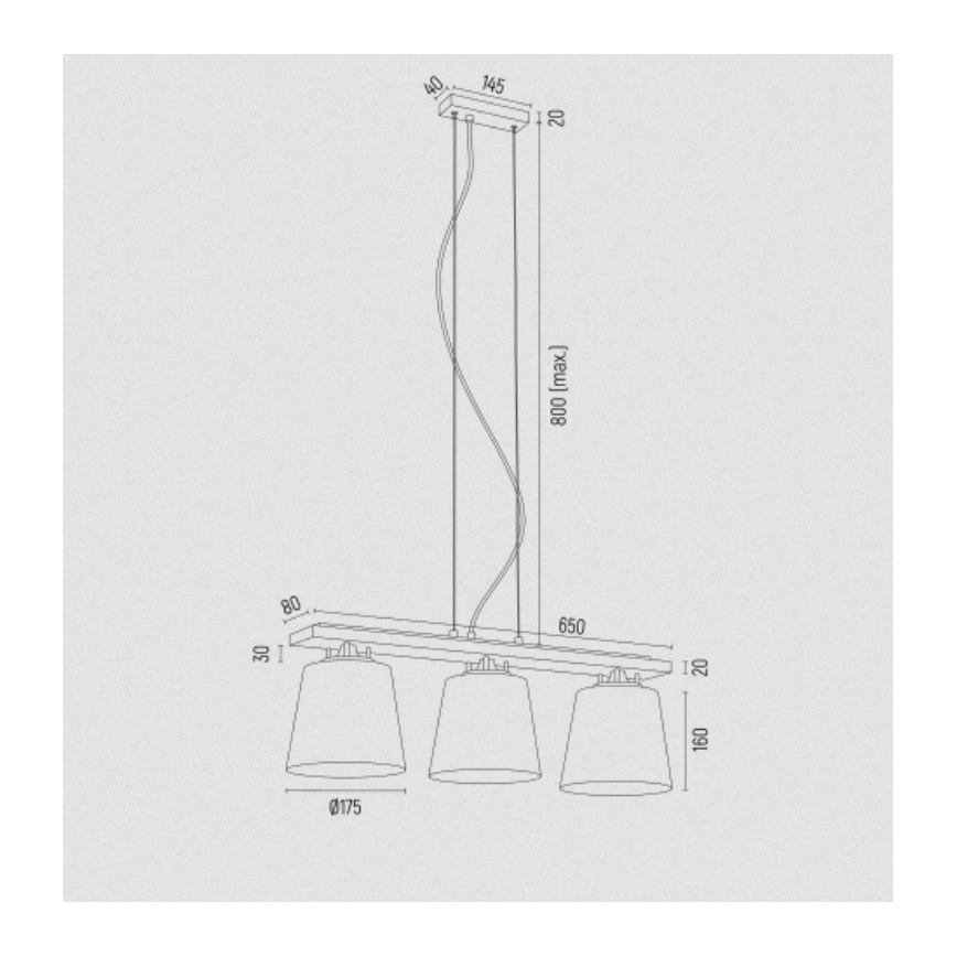 Argon 6250 - Luster na sajli ARDEN 3xE27/15W/230V zlatna