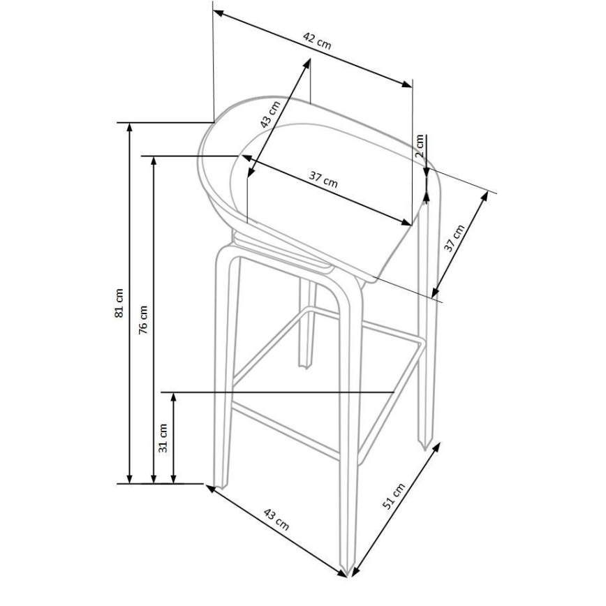 Barska stolica 81x51 cm bež/bijela