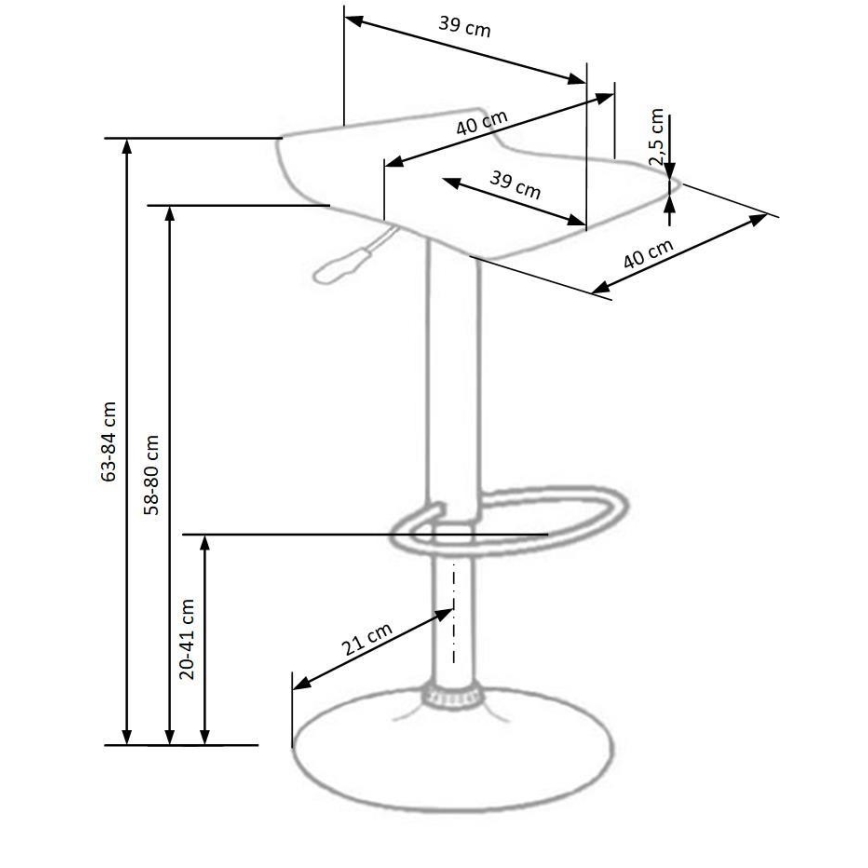 Barska stolica 84x40 cm crna/krom